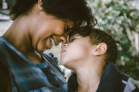 Eye contact between mother and a child